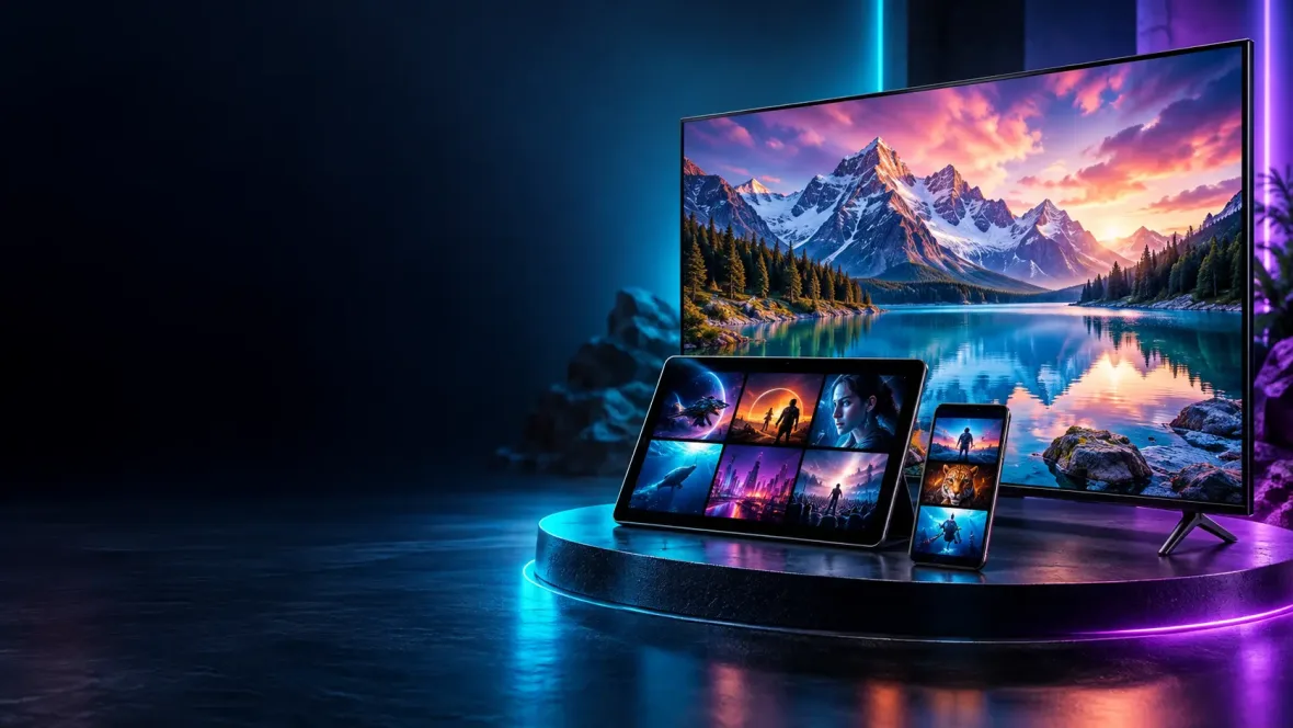 Plusieurs écrans d'un foyer lisant l'IPTV en même temps